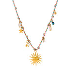 18K Gold Lavender Summer Sun Bow Chaim Layered Necklace Set