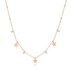 18K Gold Tempting Shimmer Heart Star Dainty Chain Necklace