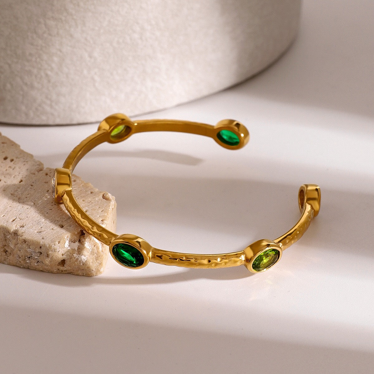 Emerald Bangle Gold Bracelet