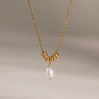 18K Gold Pearl Talk Simple Dainty Pendant Necklace