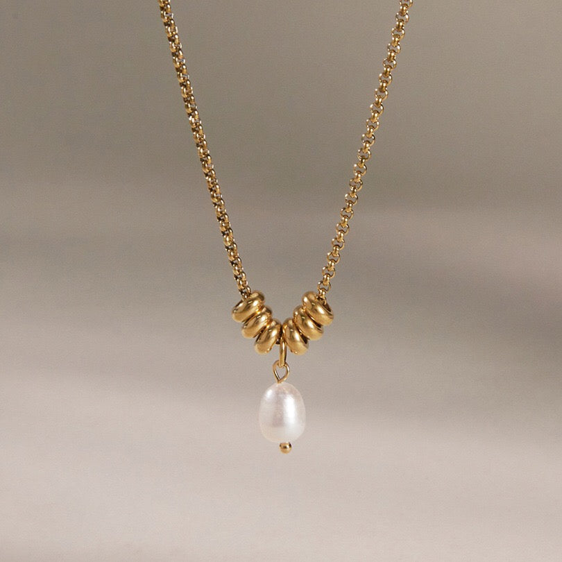 18K Gold Pearl Talk Simple Dainty Pendant Necklace