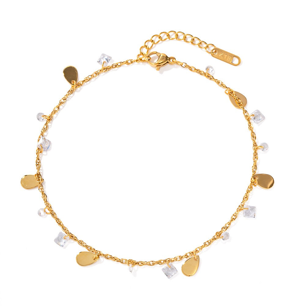 18K Gold Sunbeam Dainty Chain Anklet