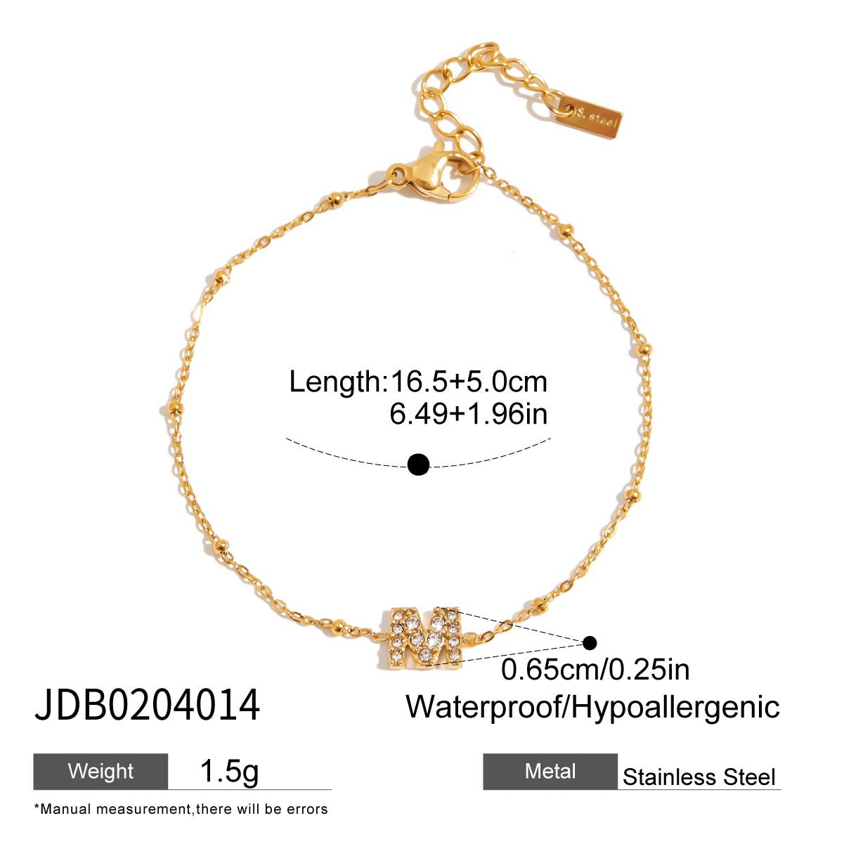 18K Gold Waterproof Simple Elegant Hand Chain Bracelet