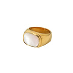 18K Gold Mother of Pearl Signet Ring