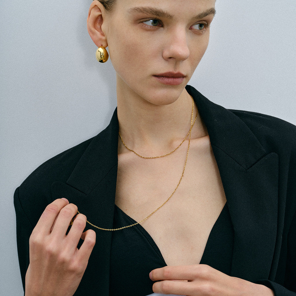 18K Gold Dainty Seashell Wrap Around Chain Necklace