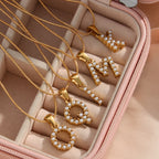 18K Gold Pearl Initial Pendant Necklace