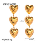 18K Gold Heart Drop Dangle Statement Earrings