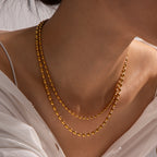 18K Gold Beaded Chain Layered Necklace