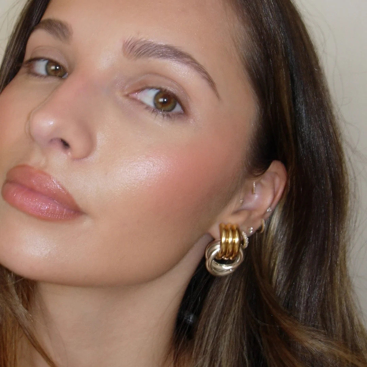 18K Gold Trendy Geometric Statement Stud Earrings