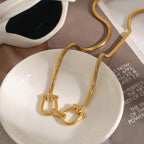 18K Gold Cuffed Pendant Statement Necklace