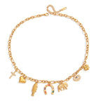 18K Gold Wicked Luck Horseshoe Clover Charm Necklace