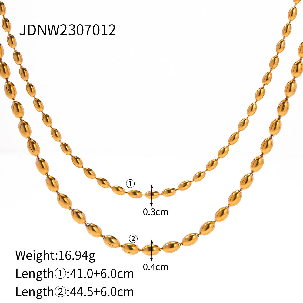 18K Gold Beaded Chain Layered Necklace