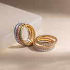 18K Gold and Silver Gem Palette Eternity Ring