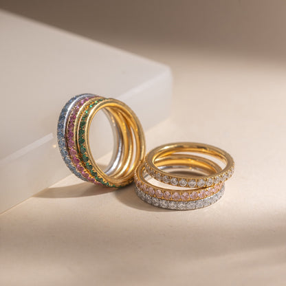 18K Gold and Silver Gem Palette Eternity Ring