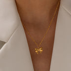 18K Gold Bow Necklace