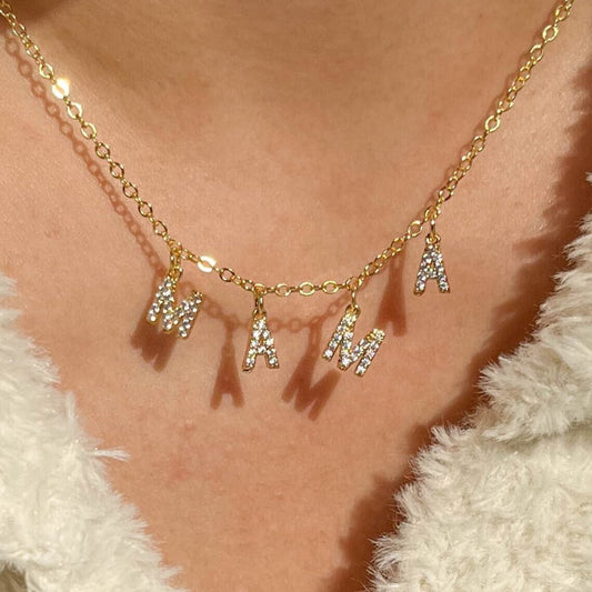 18K Gold MAMA Minimalist Glam Dainty Charm Necklace