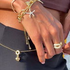 18K Gold Bejeweled Safety Pin Cuff Stacking Ring