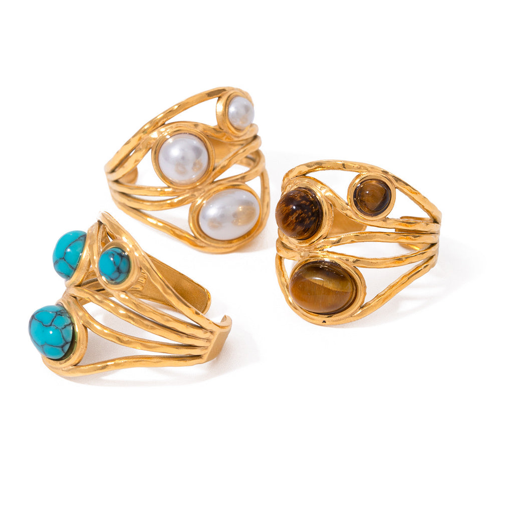 18K Gold Bold Gemstone Statement Ring