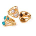 18K Gold Bold Gemstone Statement Ring