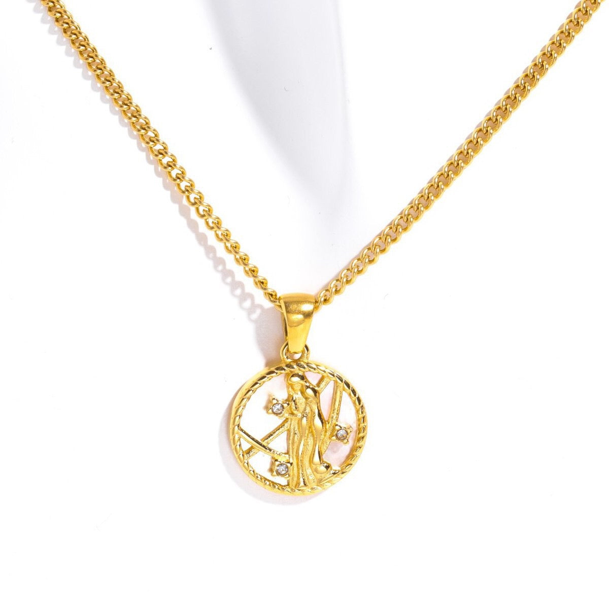 18K Gold Zodiac Astrology Sign Pendant Necklace