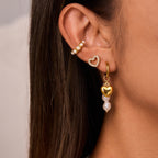 18K Gold Mini Icons Pave Heart Butterfly Cartilage Earrings Ear Studs