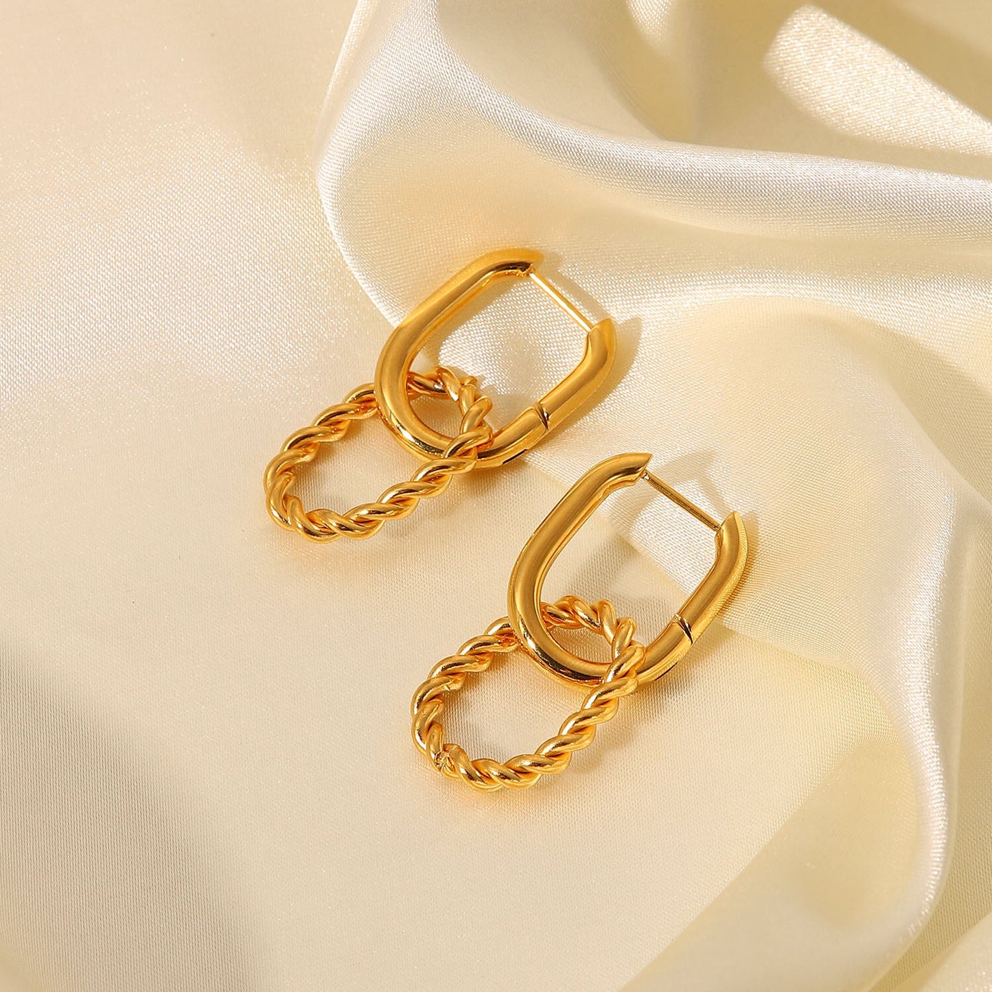 18K Gold Hooked Small Hoop Huggie Earrings