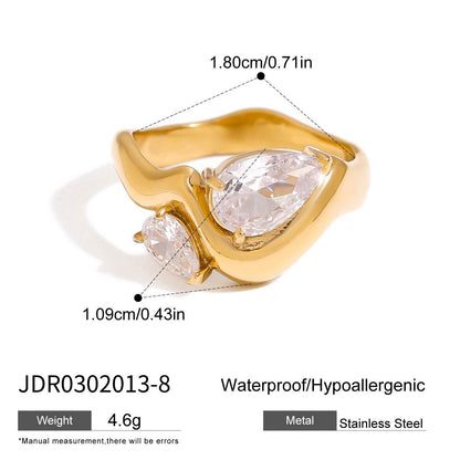 18K Gold Allure Abstract Geometric CZ Cocktail Ring