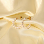 18K Gold Classic Pearl Huggie Earrings