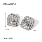 18K Gold Swirl Square Statement Stud Earrings