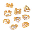 18K Gold Goddess Glow Four Leaf Clover Stacking Rings Set
