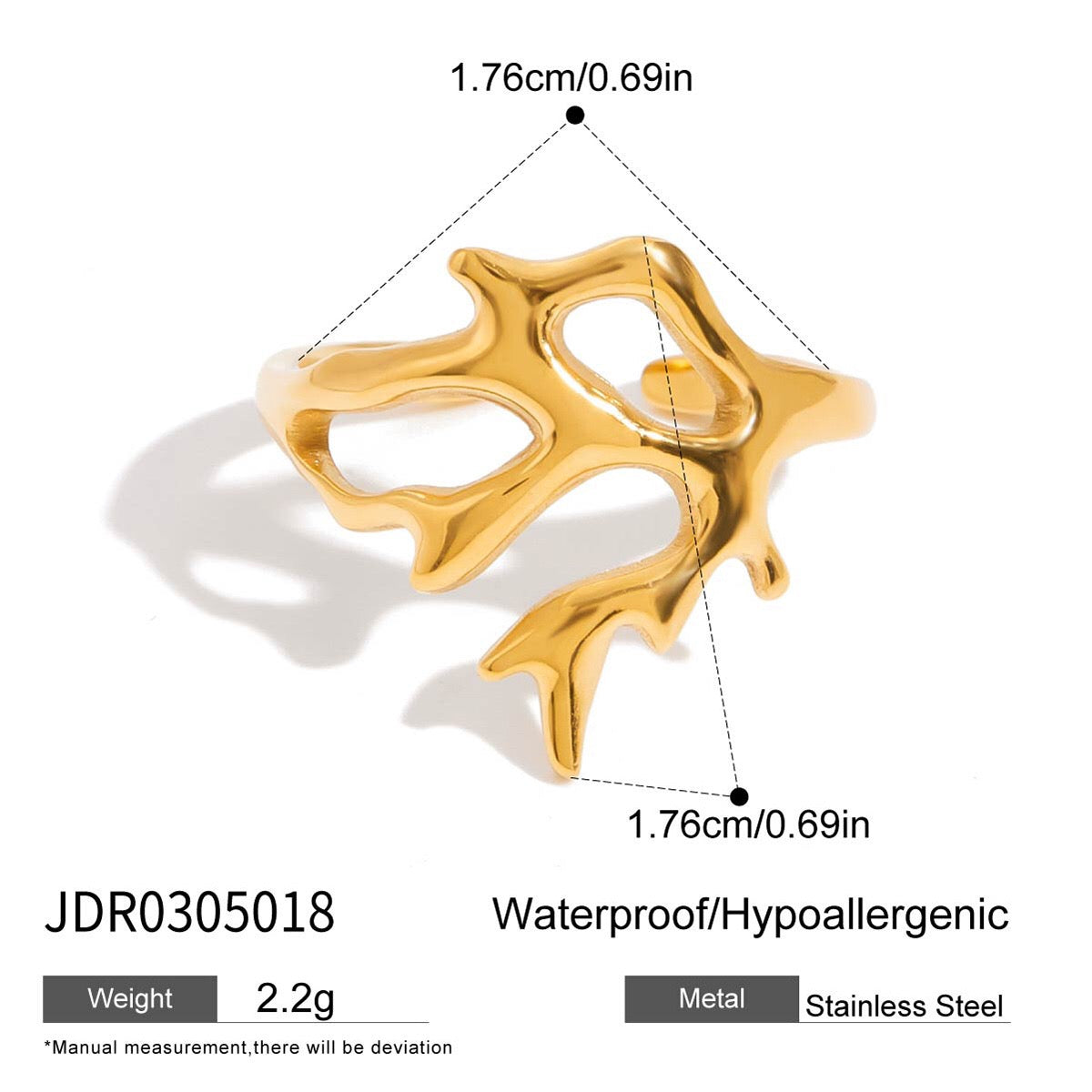 18K Gold Coastal Life Seashel Coral Starfish Ring Sets