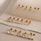 18K Gold Tiny Stars Flat Back Stud Nap Earrings Set