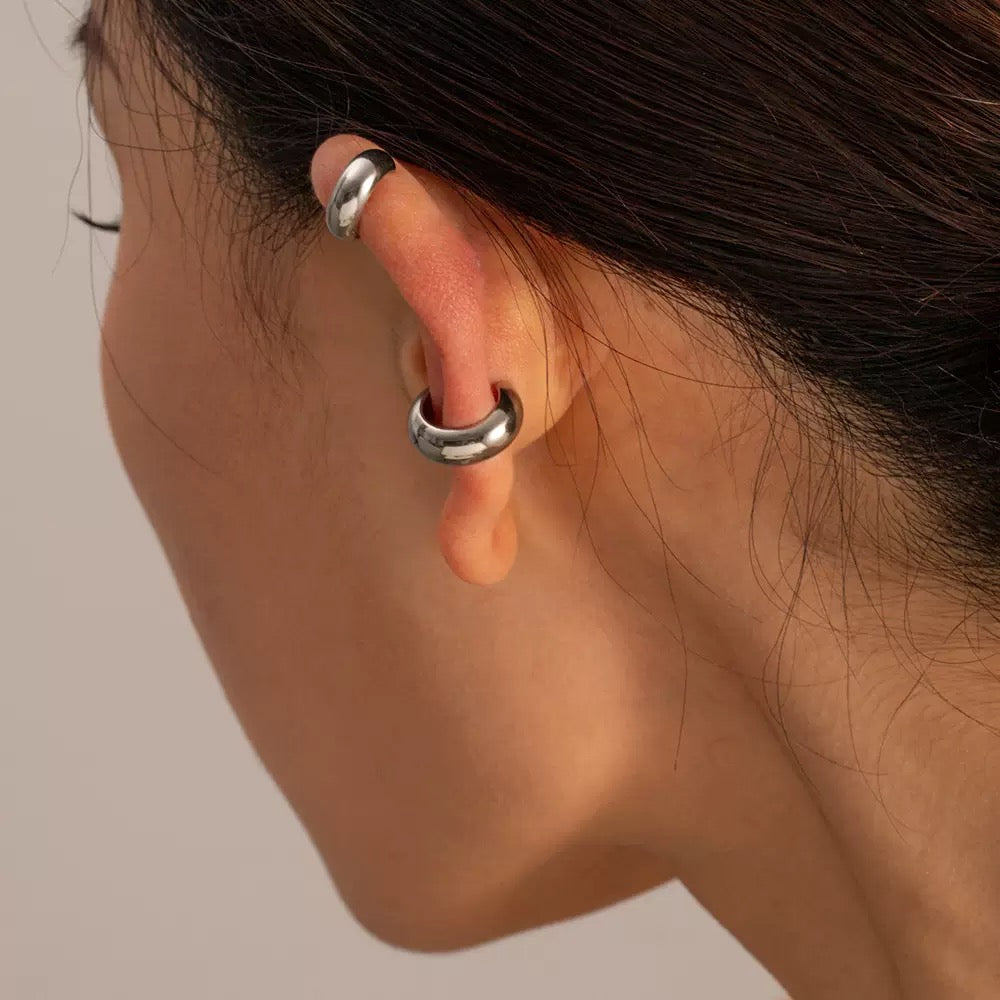 Silver Essential Double Huggie Ear Cuffs