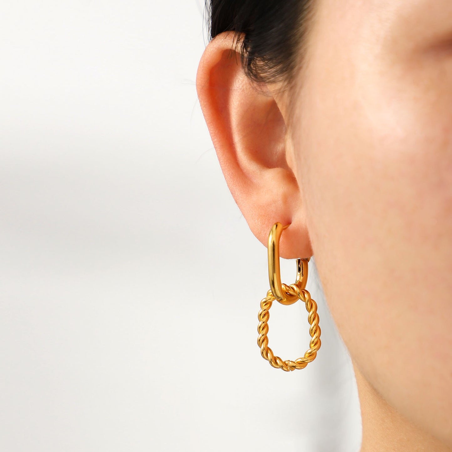 18K Gold Hooked Small Hoop Huggie Earrings