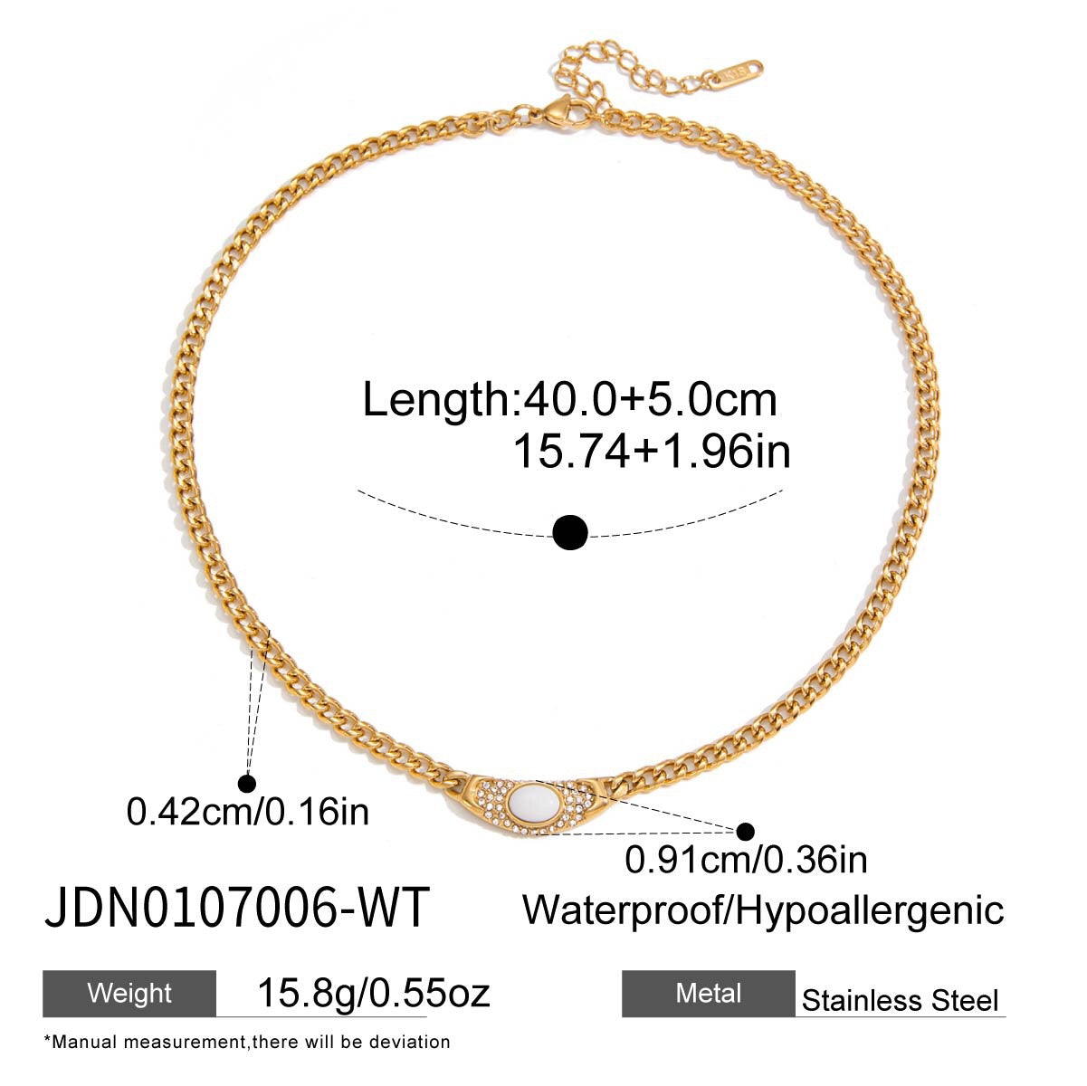 18K Gold Empire Gemstone Cuban Link Chain Statement Necklace