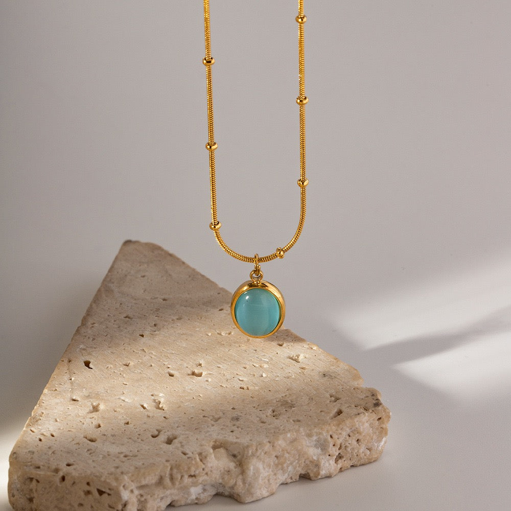 18K Gold Ocean Eye Pendant Necklace