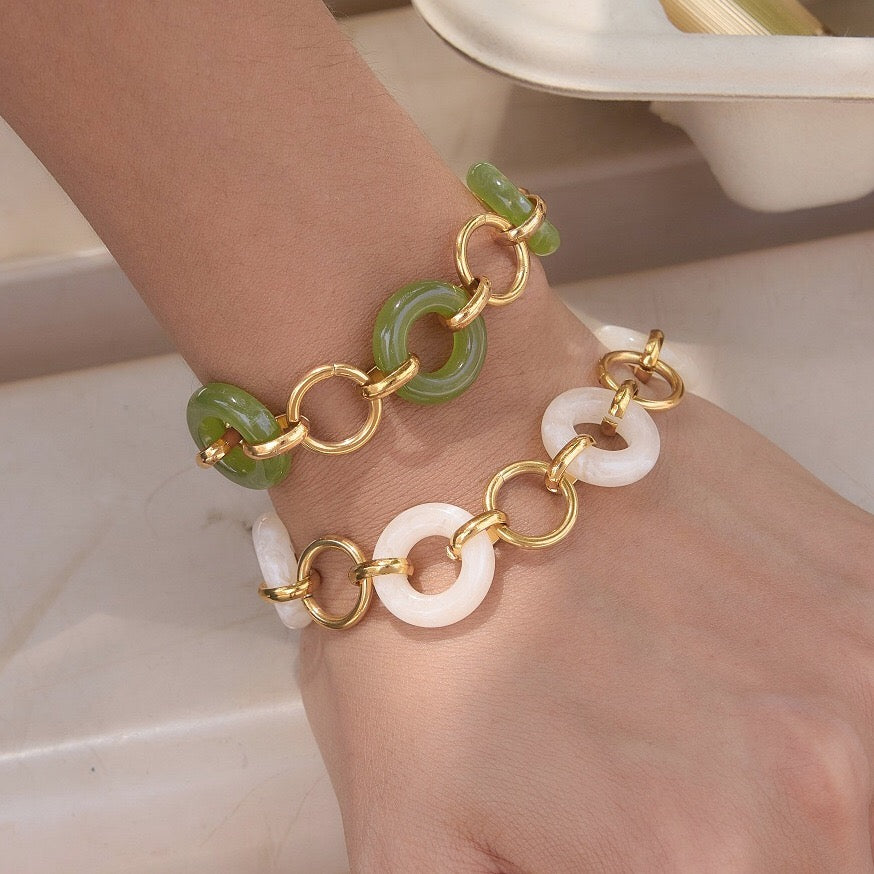 18K Gold Aura Loop Circle Chain Statement Bracelet