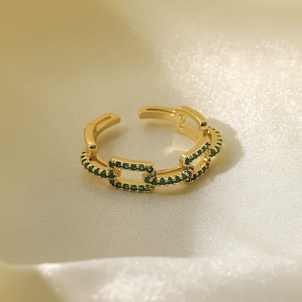 18K Gold Bling Link Ring