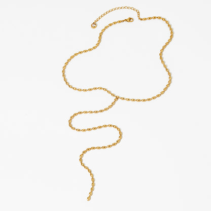 18K Gold Minimalist Beaded Lariat Necklace