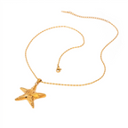 18K Gold Ocean Swirl Starfish Pendant Necklace & Statement Ring Set