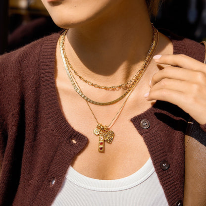 18K Gold Love in Bloom Pink Heart Flower Pendant Charm Necklace