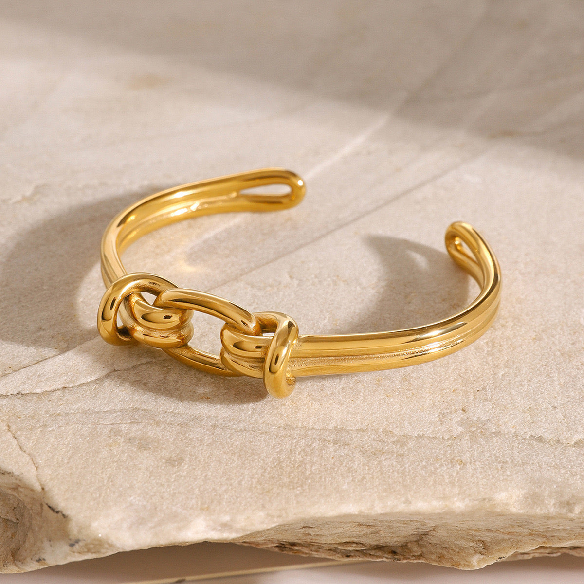 18K Gold Tied Bangle Cuff Bracelet