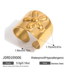 18K Gold Gentle Strength Flower Statement Band Ring