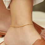 18K Gold Second Glance Dainty Beaded Chain Anklet