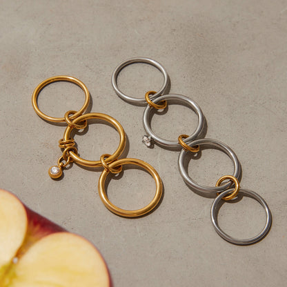 18K Gold and Silver Two Tone Bejeweled Multi Layers Spinelli Stacking Rings