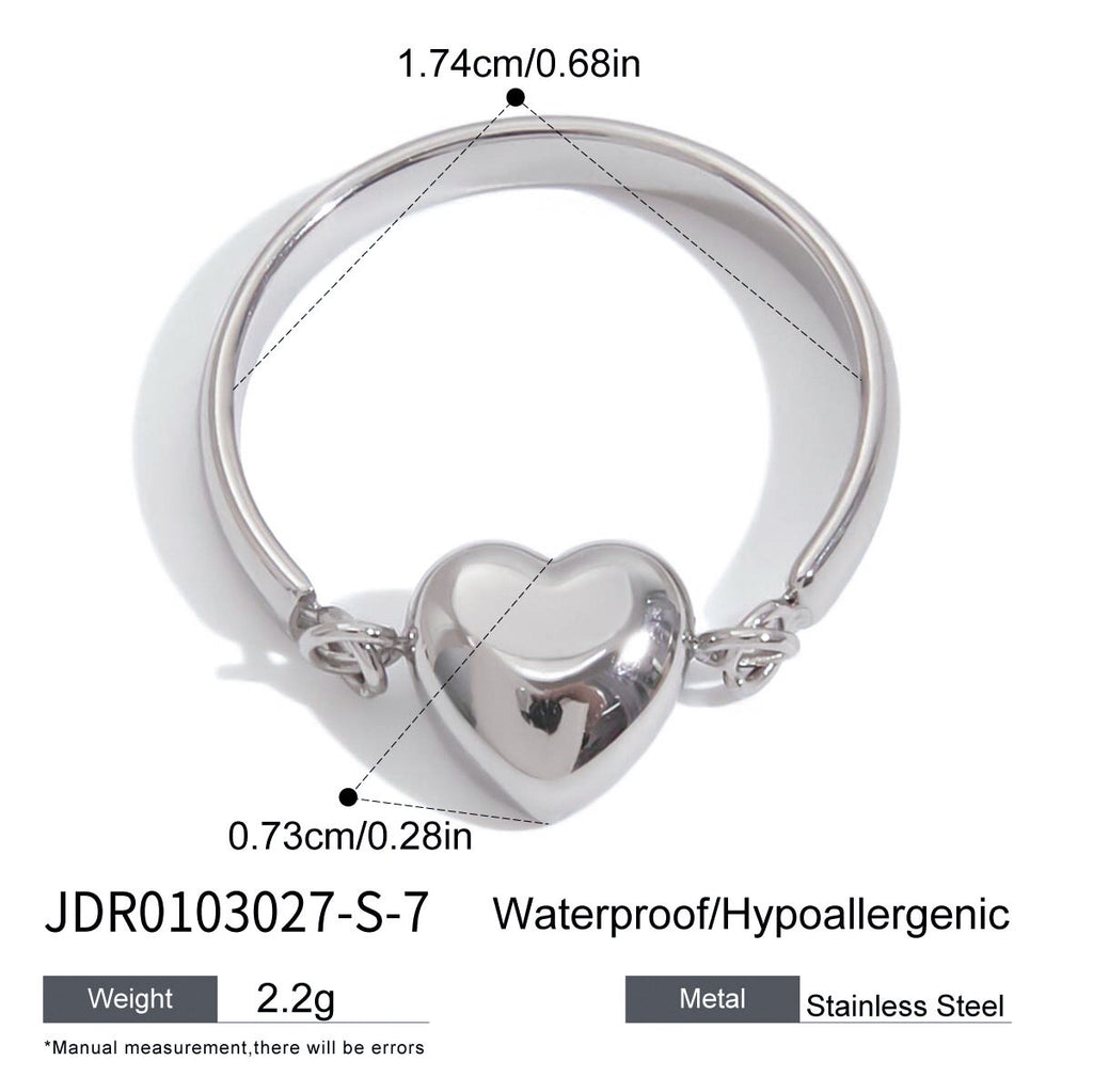 18K Gold and Silver Two Tone Rotating Heart Stacking Ring
