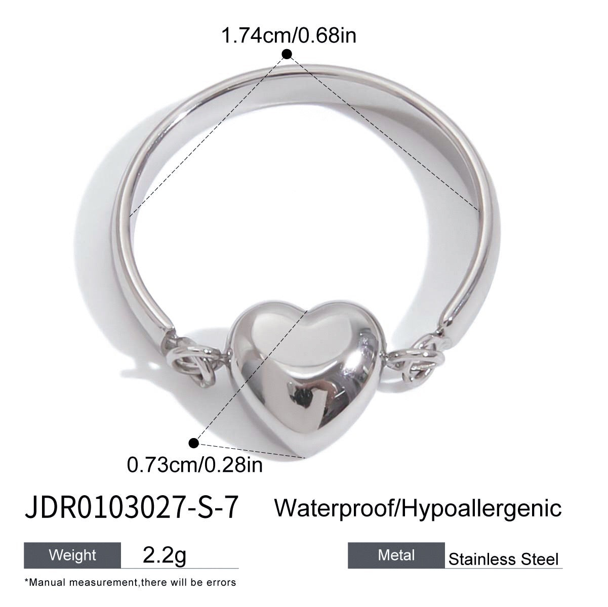 18K Gold and Silver Two Tone Rotating Heart Stacking Ring