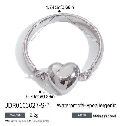 18K Gold and Silver Two Tone Rotating Heart Stacking Ring