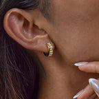 18K Gold Temptation Bling Small Hoop Huggie Earrings