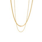 18K Gold Rope Chain Herringbone Layered Necklace